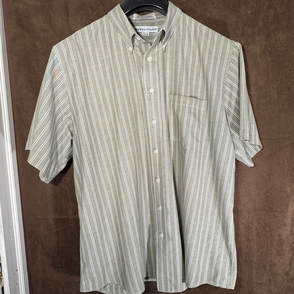 Irvine Park Mens‎ Short Sleeve Button Down Shirt Stripe Classic Fit 17.5 34/35